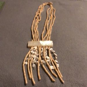 Bead, shell, and Abalone long bohemian necklace